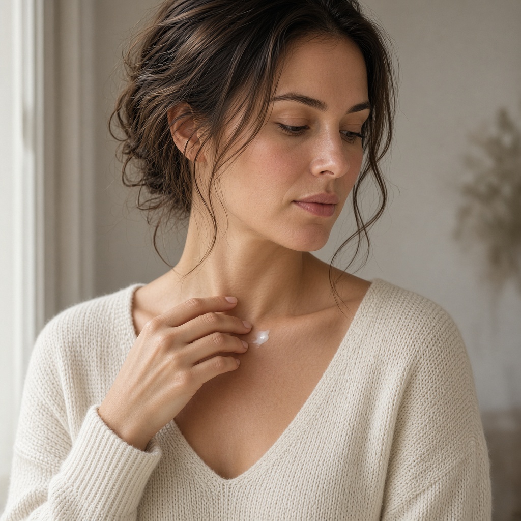 Cream smoothed onto skin