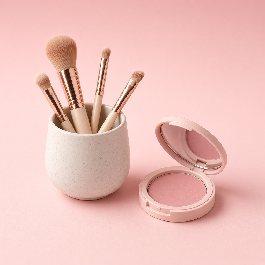 Brushes and a blush compact